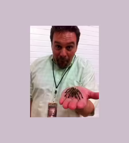 Matt Sharpe and a tarantula